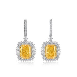 New S925 Silver Ice Flower Cut High Carbon Diamond Earrings Female Square Sugar Colored Treasure Fashion Earrings