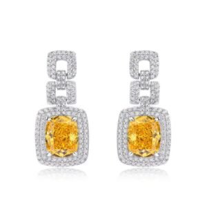 New S925 silver earrings ice flower cut high carbon diamond fashion earrings full diamond simple style
