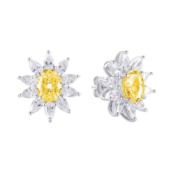 S925 sterling silver 3.2CT high carbon diamond earrings female fashion ice flower cut pink egg-shaped 7_9 earrings