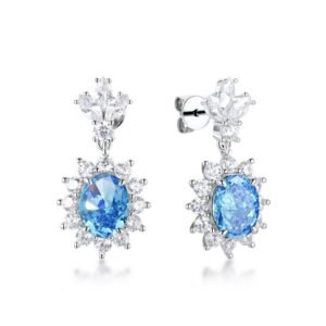 New sweet simple earrings sparkling ice flower cut high carbon diamond egg-shaped S925 silver fashion simple earrings