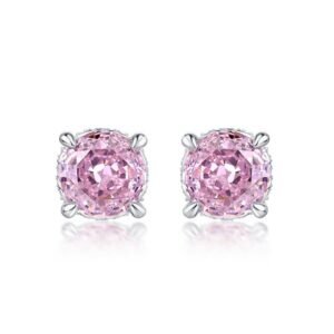 9.5ct super flash S925 silver earrings cherry blossom pink diamond ice flower cut 8_8 high carbon diamond earrings simple