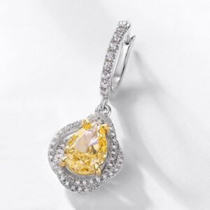 Recommended S925 sterling silver earrings fashion trend goose yellow ice flower cut high carbon diamond ear hooks