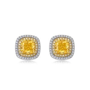 American style earrings yellow diamond earrings S925 silver icing sugar niche hip-hop trend ins