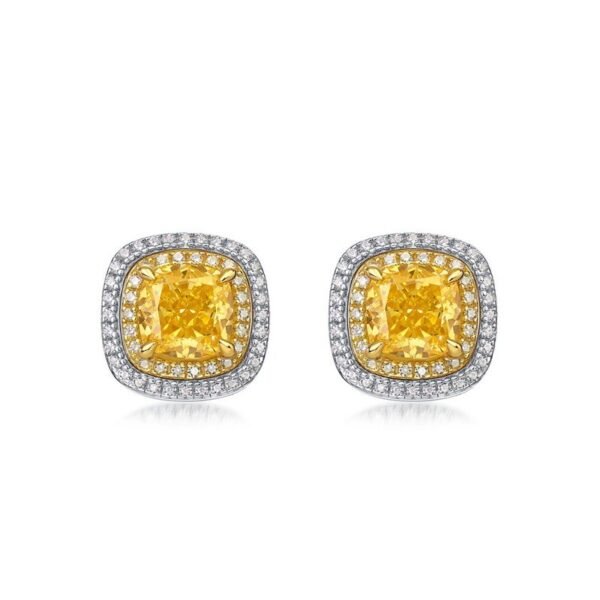 American style earrings yellow diamond earrings S925 silver icing sugar niche hip-hop trend ins