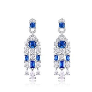 Vintage S925 silver high carbon drill earrings earrings earrings female long temperament hundred with ear jewelry