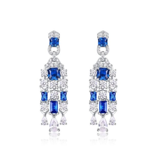 Vintage S925 silver high carbon drill earrings earrings earrings female long temperament hundred with ear jewelry