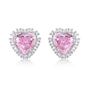 Love heart shaped earrings ice flower cut high carbon diamond female 925 silver earrings