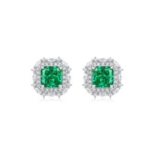 S925 silver ice flower cut high carbon diamond earrings female emerald earrings fashion