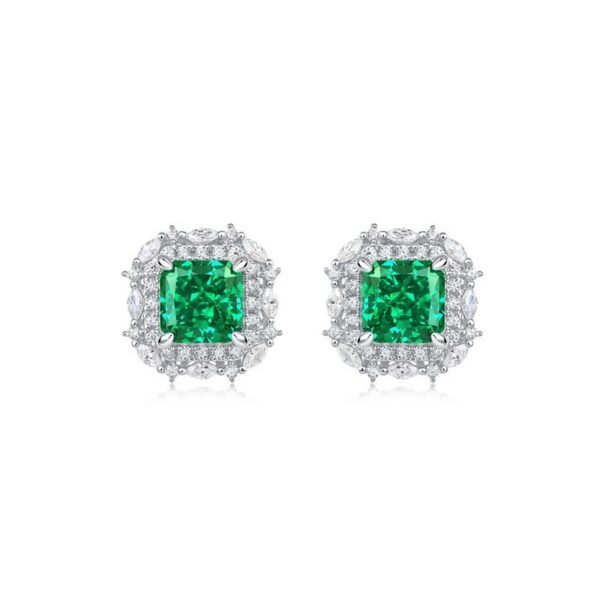 S925 silver ice flower cut high carbon diamond earrings female emerald earrings fashion
