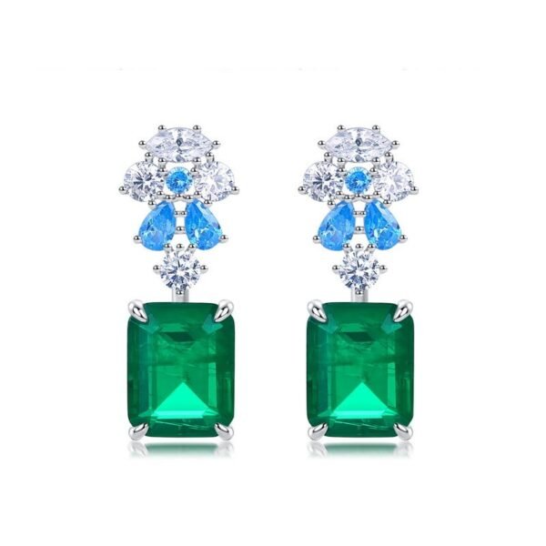 S925 silver inlaid cultivated green gemstone earrings light luxury retro emerald green earrings hundred and one