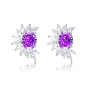 925 silver earrings 3X5 egg-shaped eight hearts and eight arrows purple high-carbon diamond earrings fashion temperament