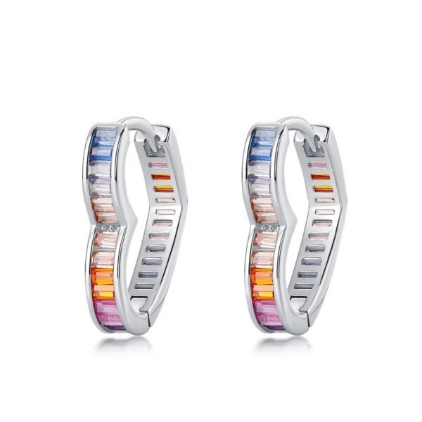Dopamine color zirconia love earrings female S925 silver set multi-color treasure earrings fashionable and versatile