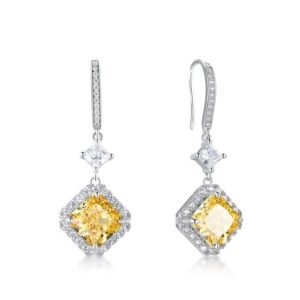 Section 11.8ct square 8_8 high carbon diamond earrings female light luxury temperament 925 silver earrings female