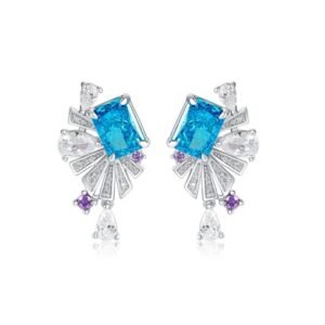 Geometric square diamonds high carbon diamond earrings senior sense S925 sterling silver earrings jitterbugs with the same manufacturers