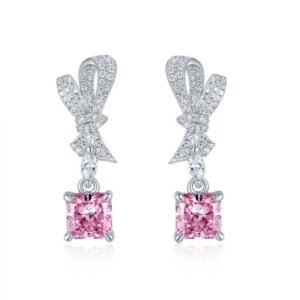 Bow tie high carbon diamond earrings senior sense S925 plated white gold earrings jittery netroots same models