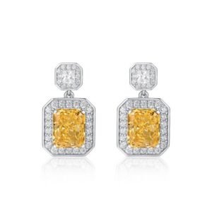 S925 silver ice flower cut high carbon diamond earrings female square sugar gemstone earrings fashion simple