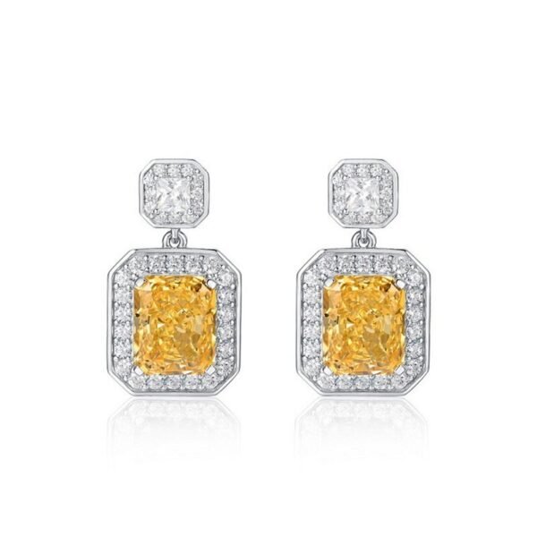 S925 silver ice flower cut high carbon diamond earrings female square sugar gemstone earrings fashion simple