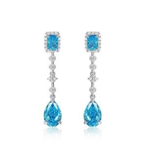 Customized S925 silver long earrings ice flower cut high carbon drop earrings fashion style