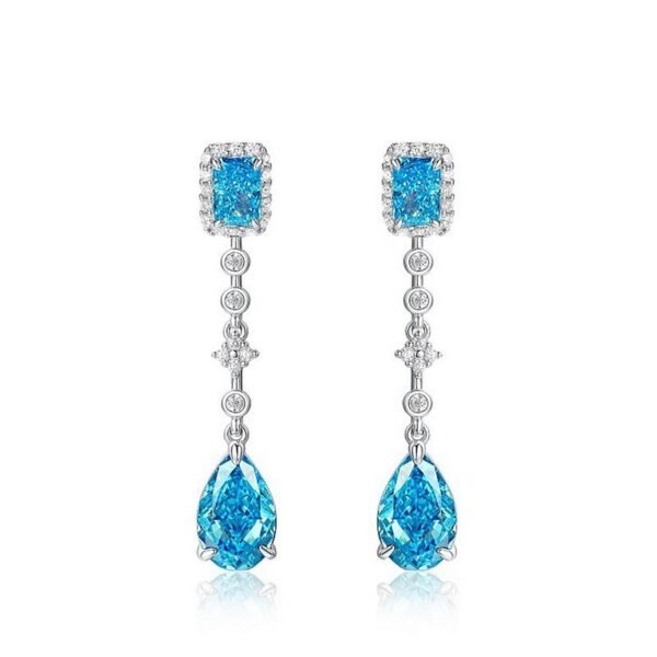Customized S925 silver long earrings ice flower cut high carbon drop earrings fashion style