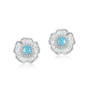 Celebrity flower earrings S925 silver ice flower cut high carbon diamond earrings earrings wind light luxury fashion