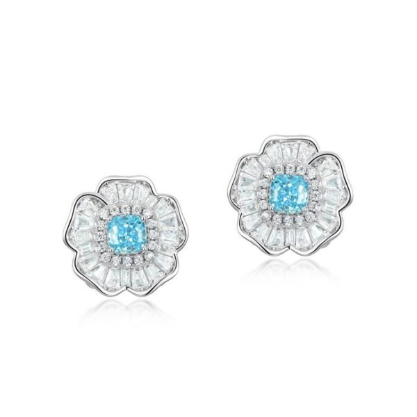 Celebrity flower earrings S925 silver ice flower cut high carbon diamond earrings earrings wind light luxury fashion