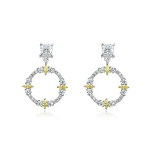 Circle full set colorful earrings female S925 silver ice flower cut high carbon diamond earrings fashion light luxury