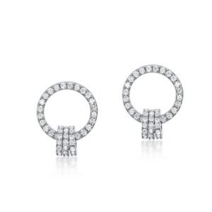 Brilliant 3A Zirconium Earrings S925 Silver Hoop with Diamonds Studs Light Luxury Fashion Premium