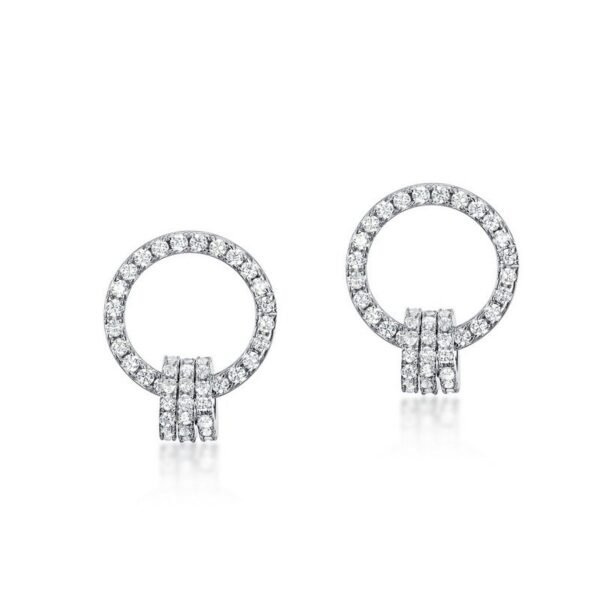 Brilliant 3A Zirconium Earrings S925 Silver Hoop with Diamonds Studs Light Luxury Fashion Premium