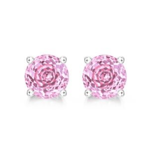Sparkling rose cut zirconia earrings S925 silver inlaid colorful treasure fashion earrings simple flowers