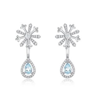 Snowflake shape two wear earrings S925 silver sky blue topaz earrings wind lightweight luxury versatile