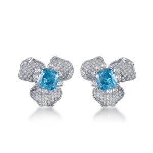 Hot models S925 sterling silver flower earrings senior sense of temperament ultra-flash high carbon diamond earrings live explosive models