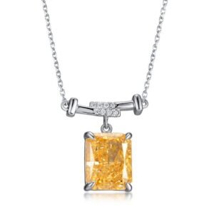 New S925 silver ice flower cut high carbon diamond necklace fashion simple geometric sugar cube collarbone chain female models