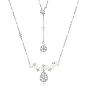 Autumn and winter snowflake inlaid colorful treasure fashion collarbone chain S925 silver shell beads necklace light luxury and one hundred