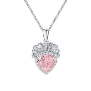 Love shaped sapphire pendant pink diamond colored gemstone collarbone chain jewelry accessories for women manufacturer