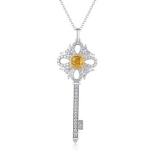 New S925 silver necklace high carbon diamond round net red key pendant temperament and fashion