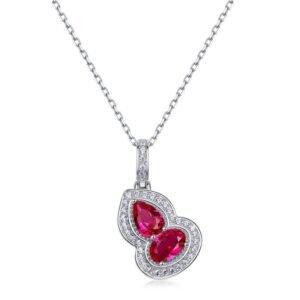 New Chinese cultivation ruby gourd necklace female S925 silver inlaid cultivation colorful treasure full of diamonds collarbone chain light luxury fashion