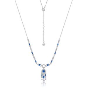 Ice flower cut high carbon diamond long necklace S925 silver full inlaid radiant colored treasure collarbone chain fashion atmosphere