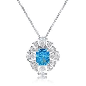 Customized S925 silver pendant necklace women ice flower cut high carbon diamond surrounded by zirconia pendant fashion light luxury