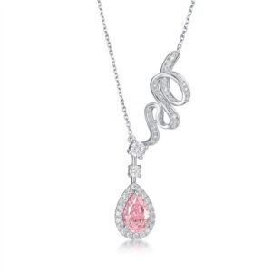 New S925 silver pendant female ice flower cut high carbon diamond teardrop necklace fashion style