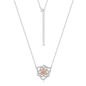 Ice flower cut high carbon diamond flower necklace S925 silver inlaid colorful treasure collarbone chain light luxury fashion