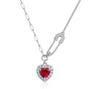 Wind personalized pin cultivation ruby heart light luxury necklace female niche temperament cold wind collarbone chain