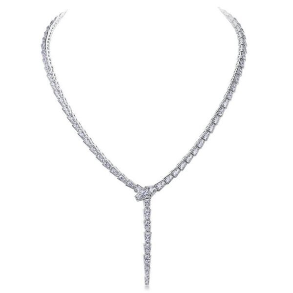 Hot mining explosive full diamond snake-shaped collarbone chain S925 silver senior sense of light luxury snake head snake bone chain customized