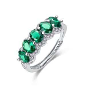 Light Luxury Fashion Green Nano Zirconia Ring S925 Silver Emerald Green Vintage Index Ring Customized