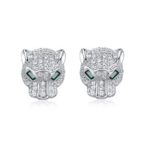Section personalized design cheetah full diamond earrings female S925 silver drop into the galaxy sparkling earrings wind fashion