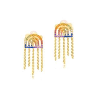Explosion tassel long earrings female retro senior sense of simplicity earrings personalized color zirconium light luxury earrings