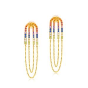 Spot long tassel earrings 925 silver 10K gold colored zirconia earrings light luxury net red senior feeling