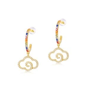 Simple auspicious clouds color zirconium earrings temperament fashion earrings personalized design senior sense of new Chinese earrings