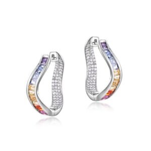 Source irregular diamond earrings S925 silver rainbow zirconium earrings light luxury senior sense of temperament
