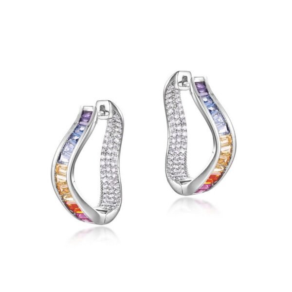 Source irregular diamond earrings S925 silver rainbow zirconium earrings light luxury senior sense of temperament