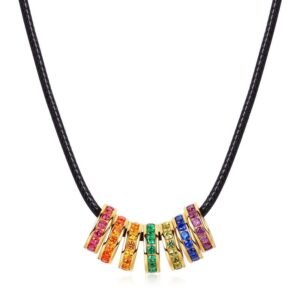 Colorful Zirconia Passepartout Bone Chain S925 Silver Rainbow Circle Transit Necklace Light Luxury Fashion